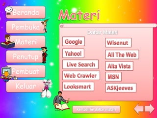 Beranda

Pembuka

Materi

Penutup

Pembuat

Keluar
 