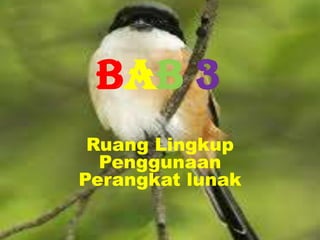 BAB 3
Ruang Lingkup
Penggunaan
Perangkat lunak
 