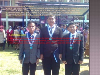 

7.SENTUHAN AKHIR



Pastikan semua file yg telah di hapus itu benar-benar lenyap.kosongkan Racycle
Bin.terakhir,defragmentasi setiap harddisk.untuk melakukannya,buka my computer
,klik kanan icon drive,dan pilih propeties ,pilih tab tolls dan klik defragment now.

 