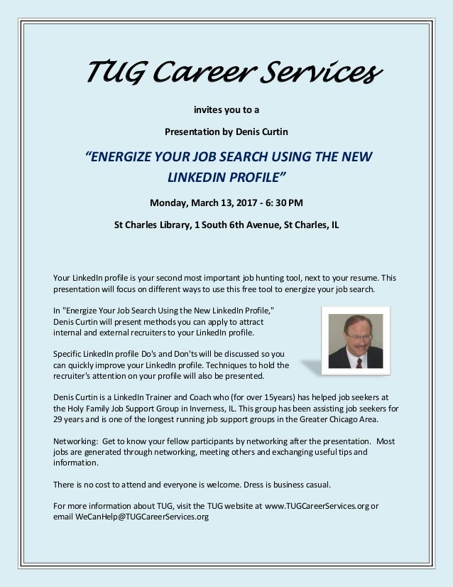 Tug Linkedin Presentation By Denis Curtin March 13 2017