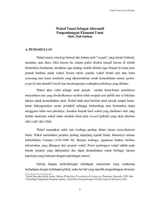 Wakaf Instrumen Pendongkrak Ekonomi Umat<script async src=