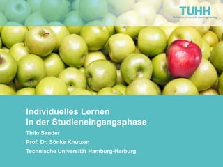 Individuelles Lernen
in der Studieneingangsphase
Thilo Sander
Prof. Dr. Sönke Knutzen
Technische Universität Hamburg-Harburg
 