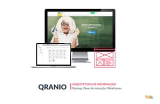 QRANIO ARQUITETURA DE INFORMAÇÃO 
Sitemap; Fluxo de interação; Wireframes 
 