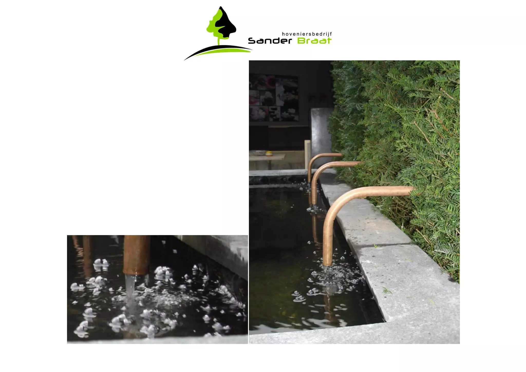 Natuurstenen terras inclusief strakke vijver...