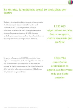 En un año, la audiencia social se multiplica por
cuatro
 