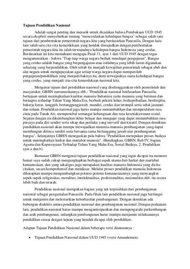 Tujuan Pendidikan Nasional