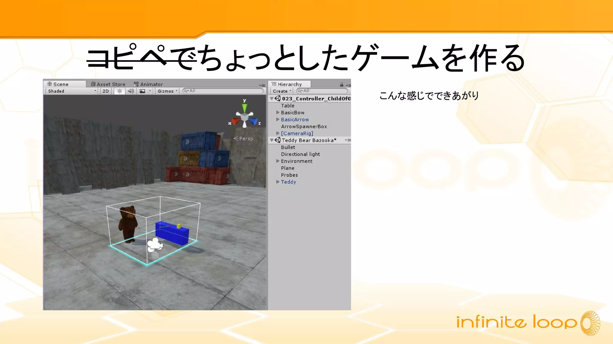 コピペでちょっとしたゲームを作る
こんな感じでできあがり
 