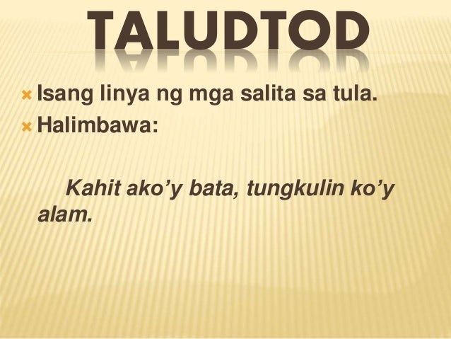 Ano Ang Taludtod Halimbawa - mga paksa