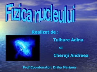 Fizica nucleului Realizat de :  Tulbure Adina  si Chereji Andreea Prof.Coordonator: Driha Mariana 