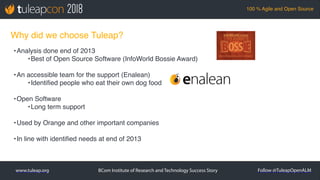 www.tuleap.org Follow @TuleapOpenALM
100 % Agile and Open Source
BCom Institute of Research and Technology Success Story
W...