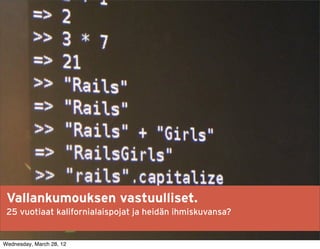 Vallankumouksen vastuulliset.
 25 vuotiaat kalifornialaispojat ja heidän ihmiskuvansa?


Wednesday, March 28, 12
 