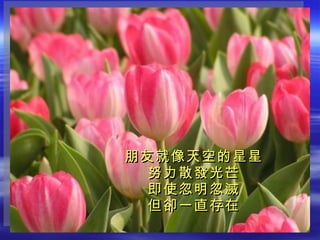 朋友就像天空的星星 努力散發光芒 即使忽明忽滅 但卻一直存在 