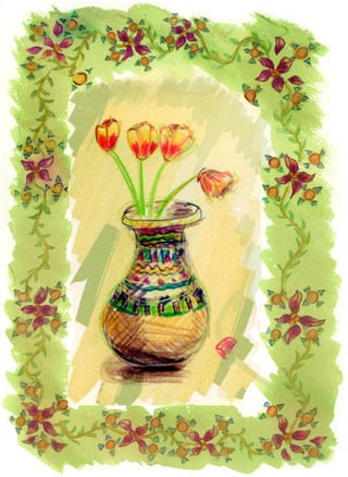 Tulips In Vase W Border