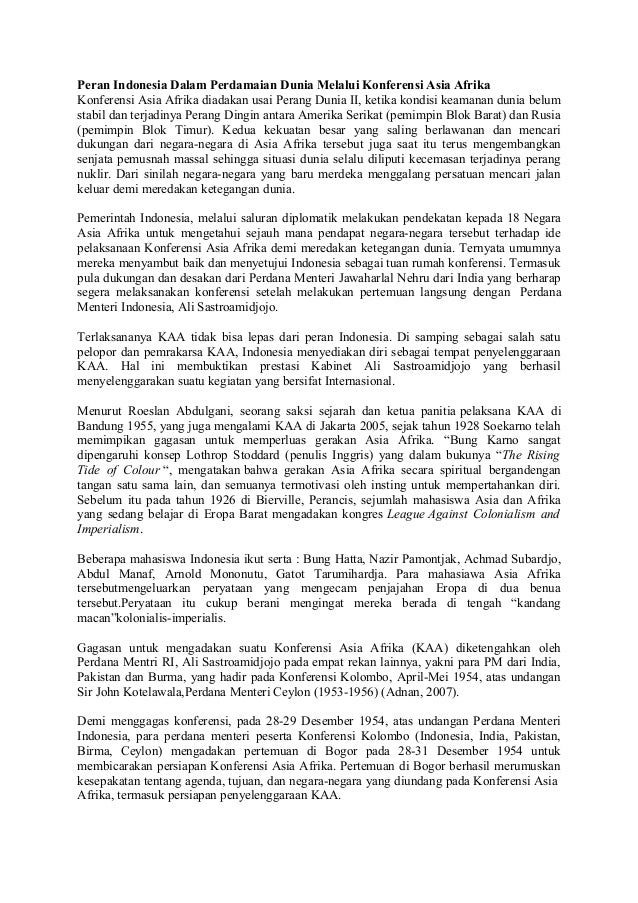 Makalah Peran Indonesia Dalam Menciptakan Perdamaian Dunia Melalui