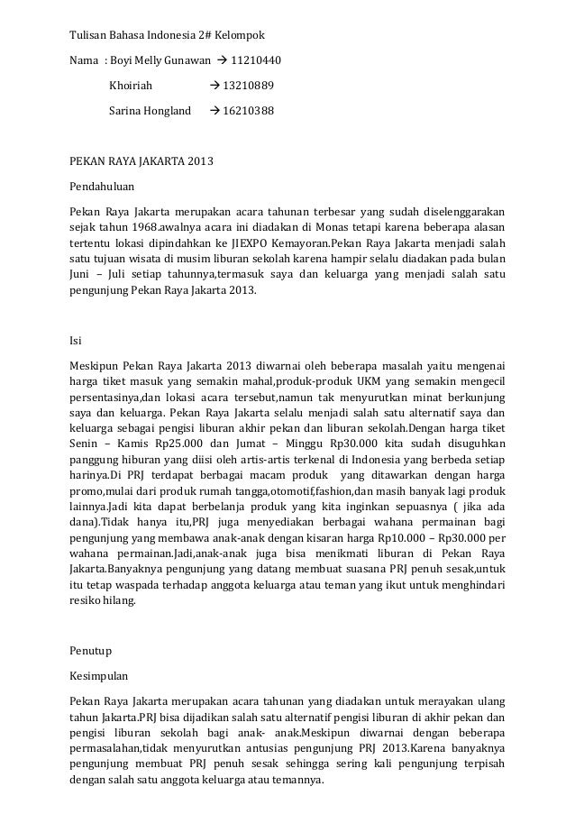  Tulisan bahasa indonesia 2 kelompok