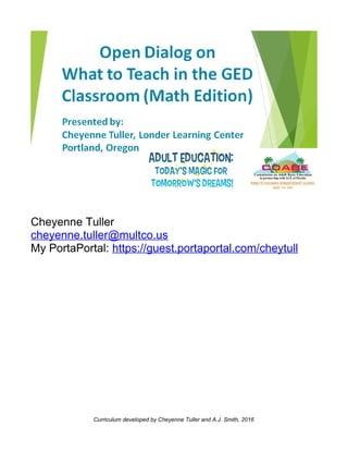 GED Math Presentation Handout 2017