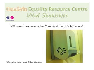 558 hate crimes reported in Cumbria during CERC tenure*




* Compiled from Home Office statistics
 