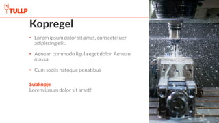 • Lorem ipsum dolor sit amet, consectetuer
adipiscing elit.
• Aenean commodo ligula eget dolor. Aenean
massa
• Cum sociis natoque penatibus
Subkopje
Lorem ipsum dolor sit amet!
Kopregel