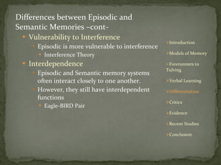 Tulving episodic semantic | PPT