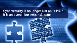 Cybersecurity is no longer just an IT issue—
it is an overall business risk issue.
 