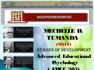 MECHELLE D.
TUMANDA
(MAIT)
StageS of Development
Advanced Educational
Psychology
 