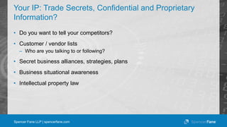 Spencer Fane LLP | spencerfane.com
Your IP: Trade Secrets, Confidential and Proprietary
Information?
• Do you want to tell...