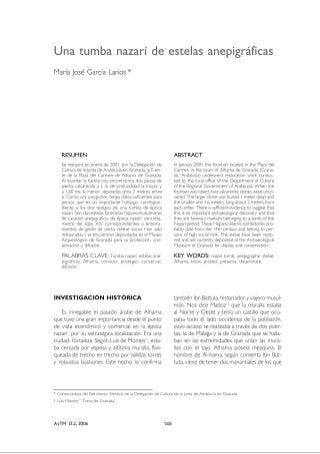 Una tumba nazarí de estelas anepigráficas. Por  María José García Larios 