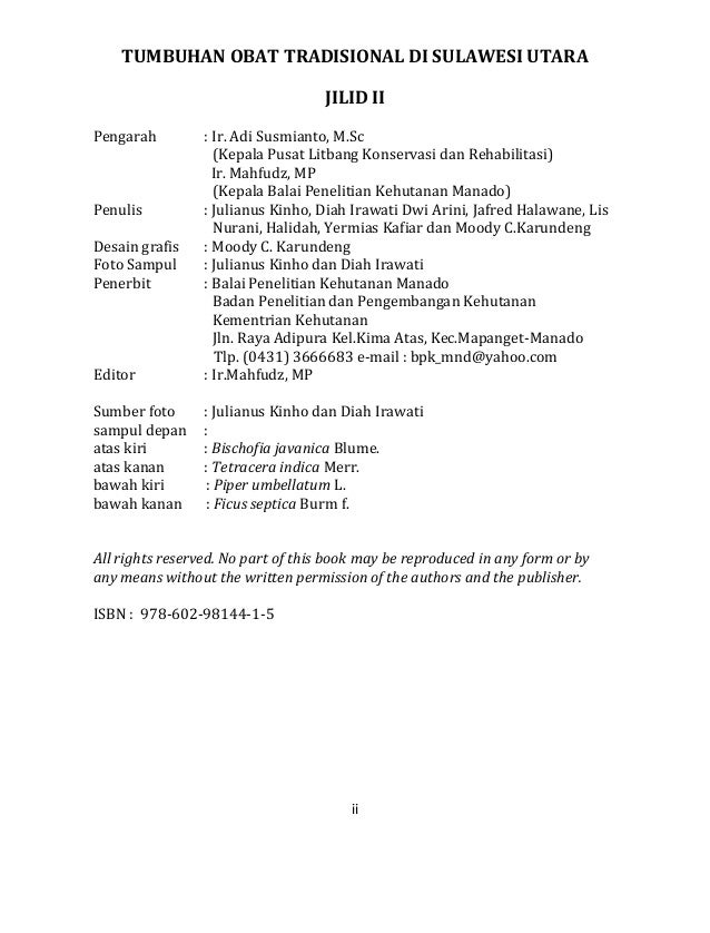 Tumbuhan obat tradisional di sulut jilid ii Tumbuhan obat tradisional di sulut jilid ii
