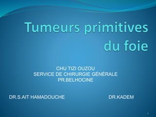 CHU TIZI OUZOU
SERVICE DE CHIRURGIE GÉNÉRALE
PR.BELHOCINE
DR.S.AIT HAMADOUCHE DR.KADEM
1
 