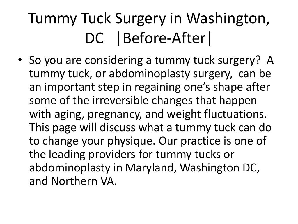 Tummy tuck surgery in Washington, Dc