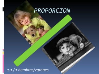 PROPORCION




1.1 / 1 hembras/varones
 