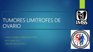 TUMORES LIMITROFES DE
OVARIO
CARLOS MARIO NUÑEZ MATA R2OC
IMSS UMAE # 25
CIRUGÍA ONCÓLOGICA
 