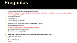 Tratamiento:Laminectomia: Pacientes cuyo epicentro de metástasis es                         el cuerpo vertebralVertebrectomia: Tx curativo de elección, debe ser                                                 considerado en todo paciente con                           obstrucción epidural del cordón espinal  Radioterapia: Adyuvante, (6 semanas) 10 fracciones con                               300 cGy por fracción 