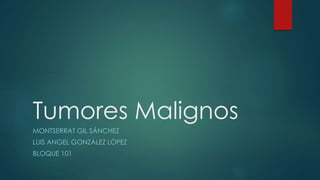 Tumores Malignos 
MONTSERRAT GIL SÁNCHEZ 
LUIS ANGEL GONZÁLEZ LÓPEZ 
BLOQUE 101 
 