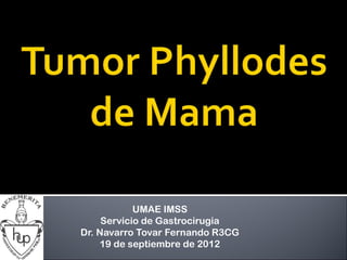 UMAE IMSS
Servicio de Gastrocirugia
Dr. Navarro Tovar Fernando R3CG
19 de septiembre de 2012
 