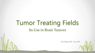 Tumor Treating Fields
Its Use in Brain Tumors
Ade Wijaya MD – July 2019
 