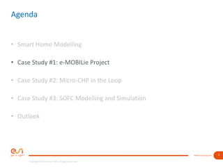 4www.esi-group.com
Copyright © ESI Group, 2016. All rights reserved.
Agenda
• Smart Home Modelling
• Case Study #1: e-MOBILie Project
• Case Study #2: Micro-CHP in the Loop
• Case Study #3: SOFC Modelling and Simulation
• Outlook
 