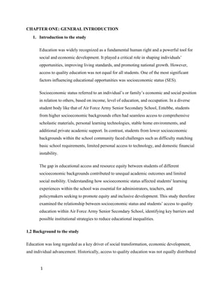 The Impact of Socioeconomic Status on Access to Quality Education at ...