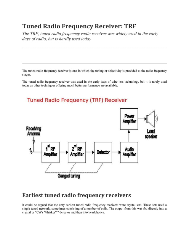 Tuned radio frequency TRF receiver.docx