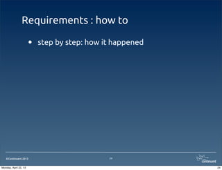 ©Continuent 2013
Requirements : how to
• step by step: how it happened
24
24Monday, April 22, 13
 