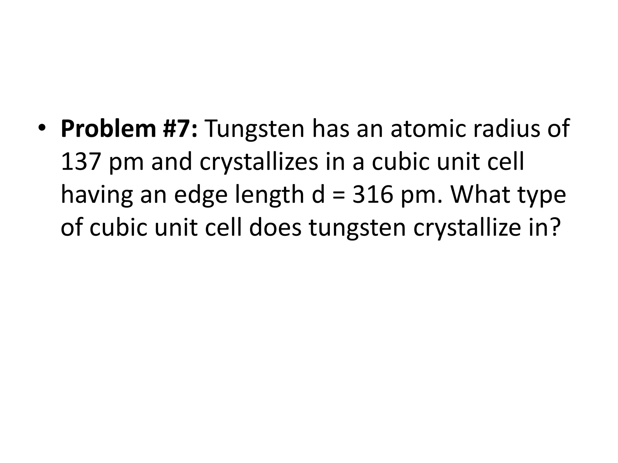 Tungsten unit cell PPT