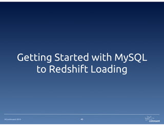 Getting Started with MySQL 
to Redshift Loading 
©Continuent 2014 43 
 