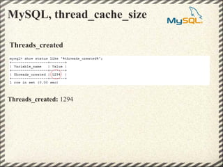 MySQL, thread_cache_size

Threads_created




Threads_created: 1294
 