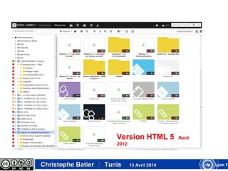 Version HTML 5 Aout
2012
Christophe BatierChristophe Batier // TunisTunis 13 Avril 201413 Avril 2014
 