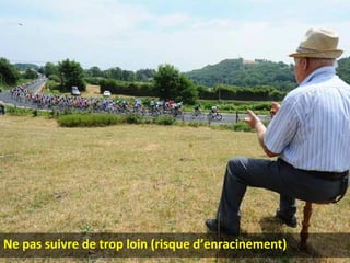 http://www.lequipemag.fr/EquipeMag/Reportages/PORTFOLIO_le-public-du-tour-de-france_13.html
Ne pas suivre de trop loin (risque d’enracinement)
 