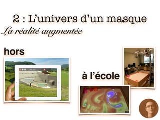 La réalité augmentée
hors
à l’école
2 : L’univers d’un masque
 