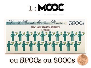 ou SPOCs ou SOOCs ?
1 : MOOCs
 