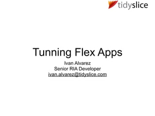 Tunning Flex Apps
          Ivan Alvarez
     Senior RIA Developer
  ivan.alvarez@tidyslice.com
 