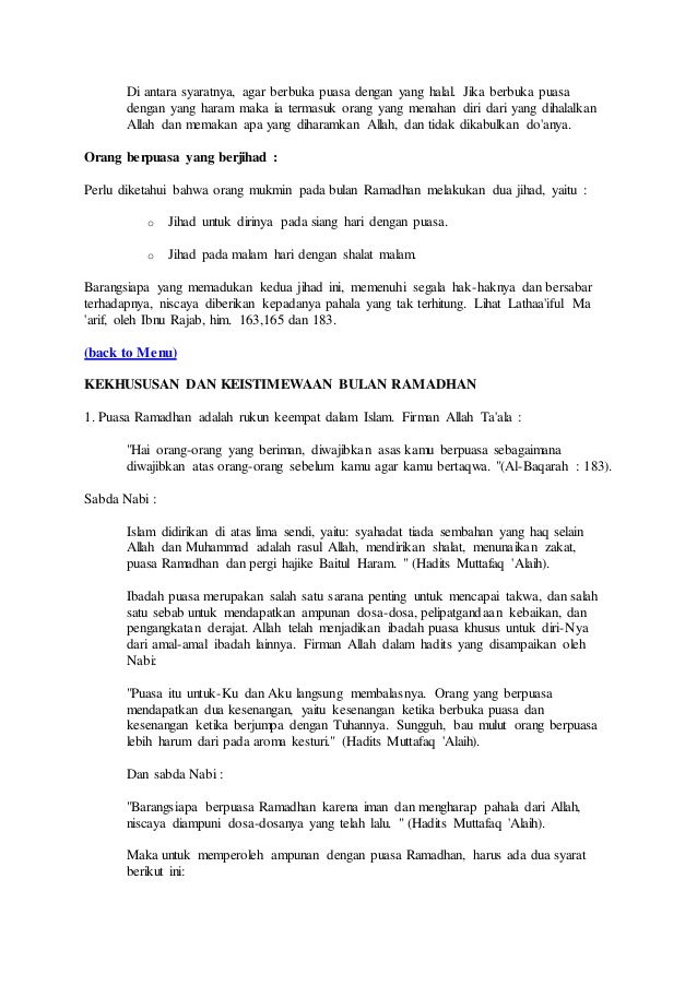 Tuntunan ibadah di Bulan Ramadhan