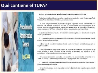 Qué contiene el TUPA?
 